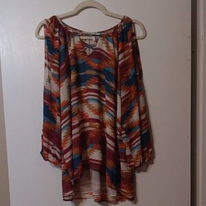 Multicolor Women's Cold-Shoulder Top